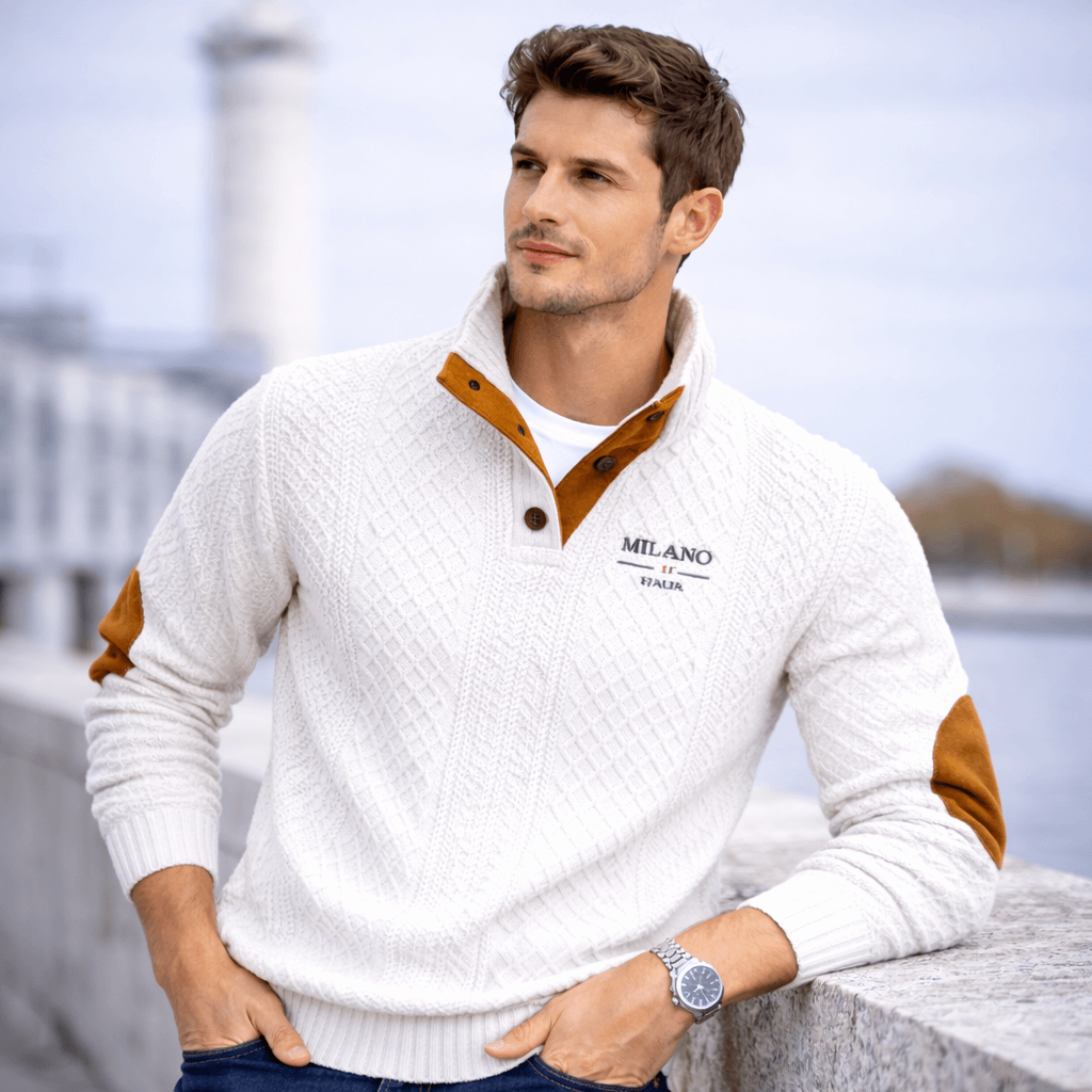 Men’s Jacquard Knit Color-Block Hoodie