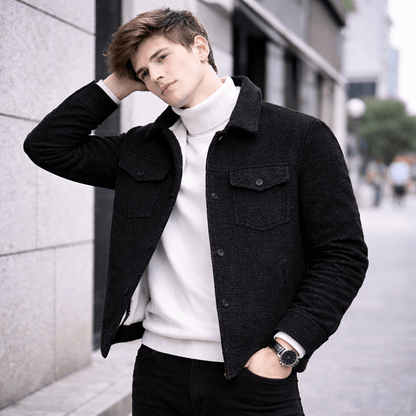 Men’s Slim Fit Fleece-Lined Wool Jacket