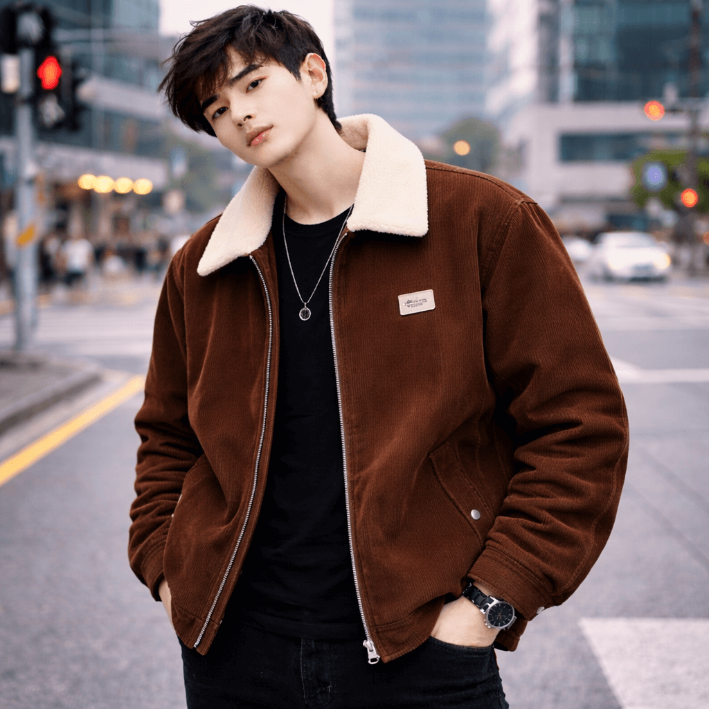 Men’s Fleece-Lined Corduroy Zip Jacket