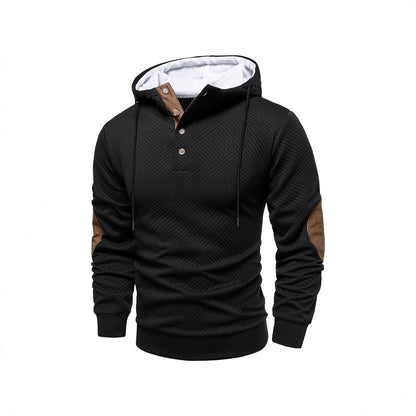 Men's Casual Hooded Pullover Hoodie - Black