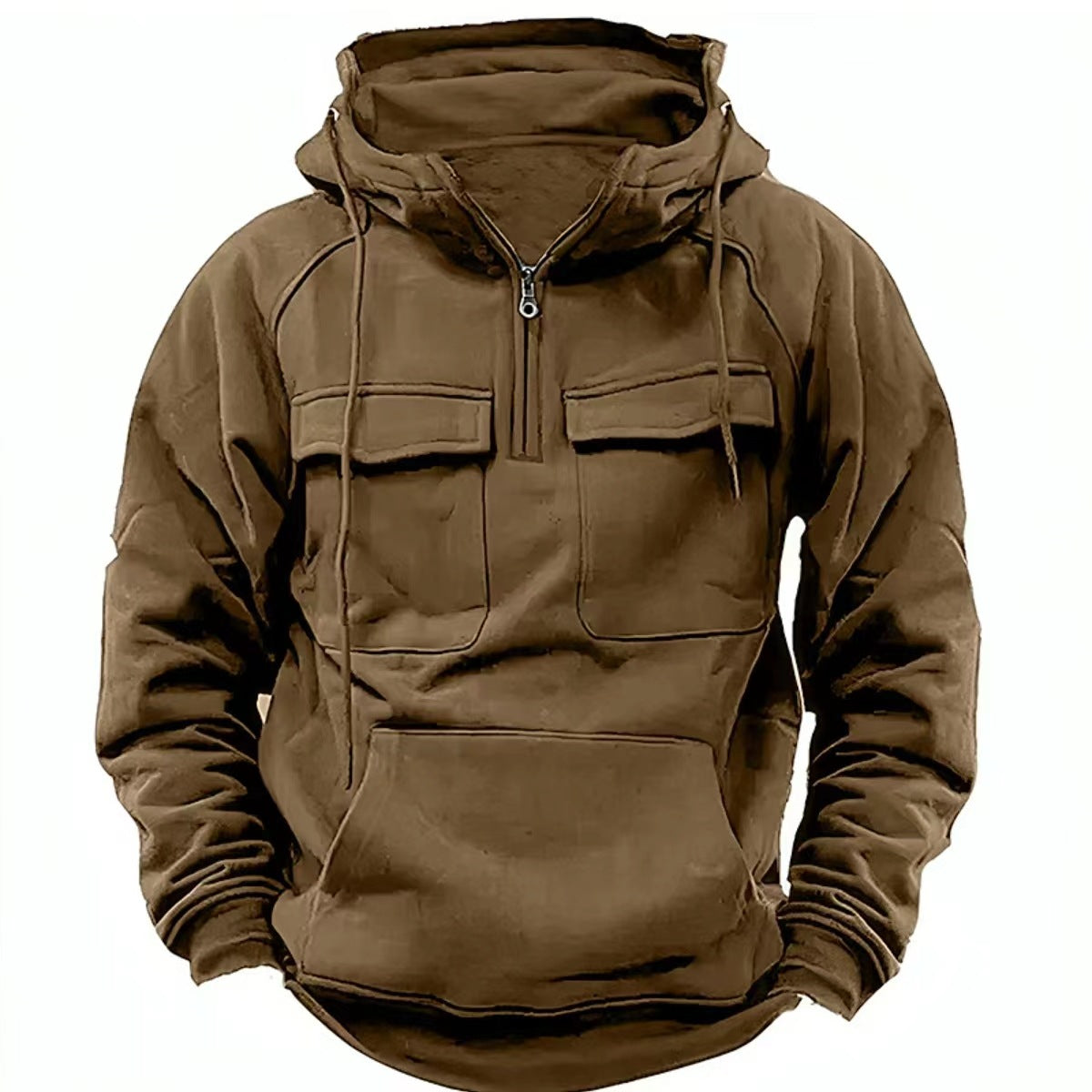 Men’s Thick Zip-Up Hoodie - Brown
