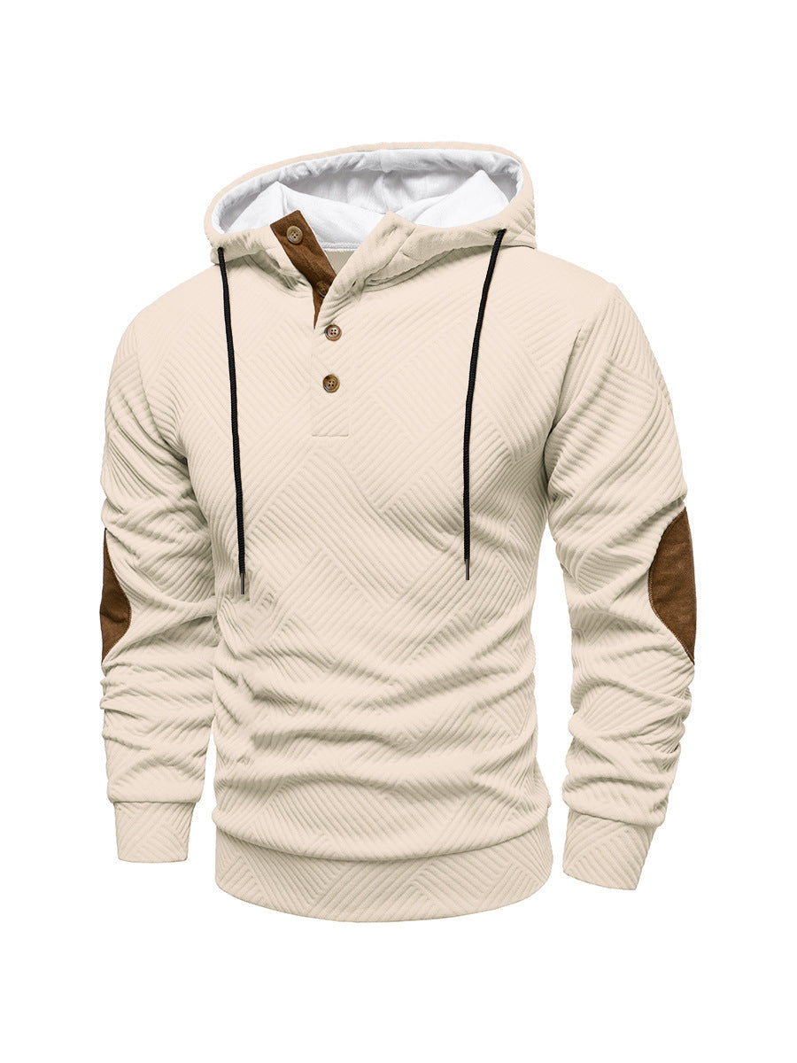 Mens Casual Hooded Pullover Hoodie - Apricot