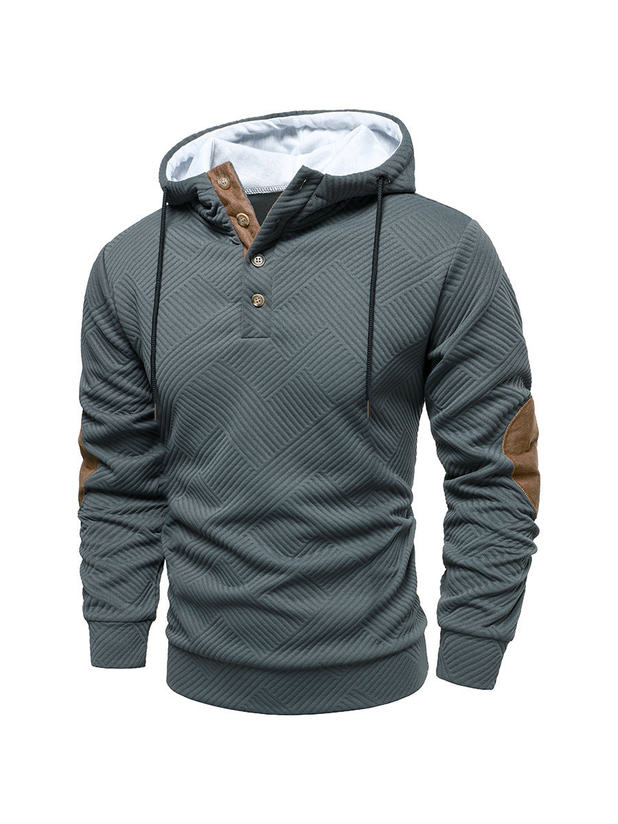 Mens Casual Hooded Pullover Hoodie - Dark Gray