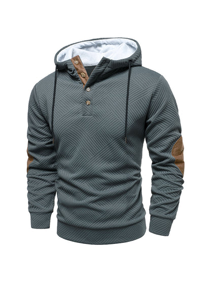 Mens Casual Hooded Pullover Hoodie - Dark Gray