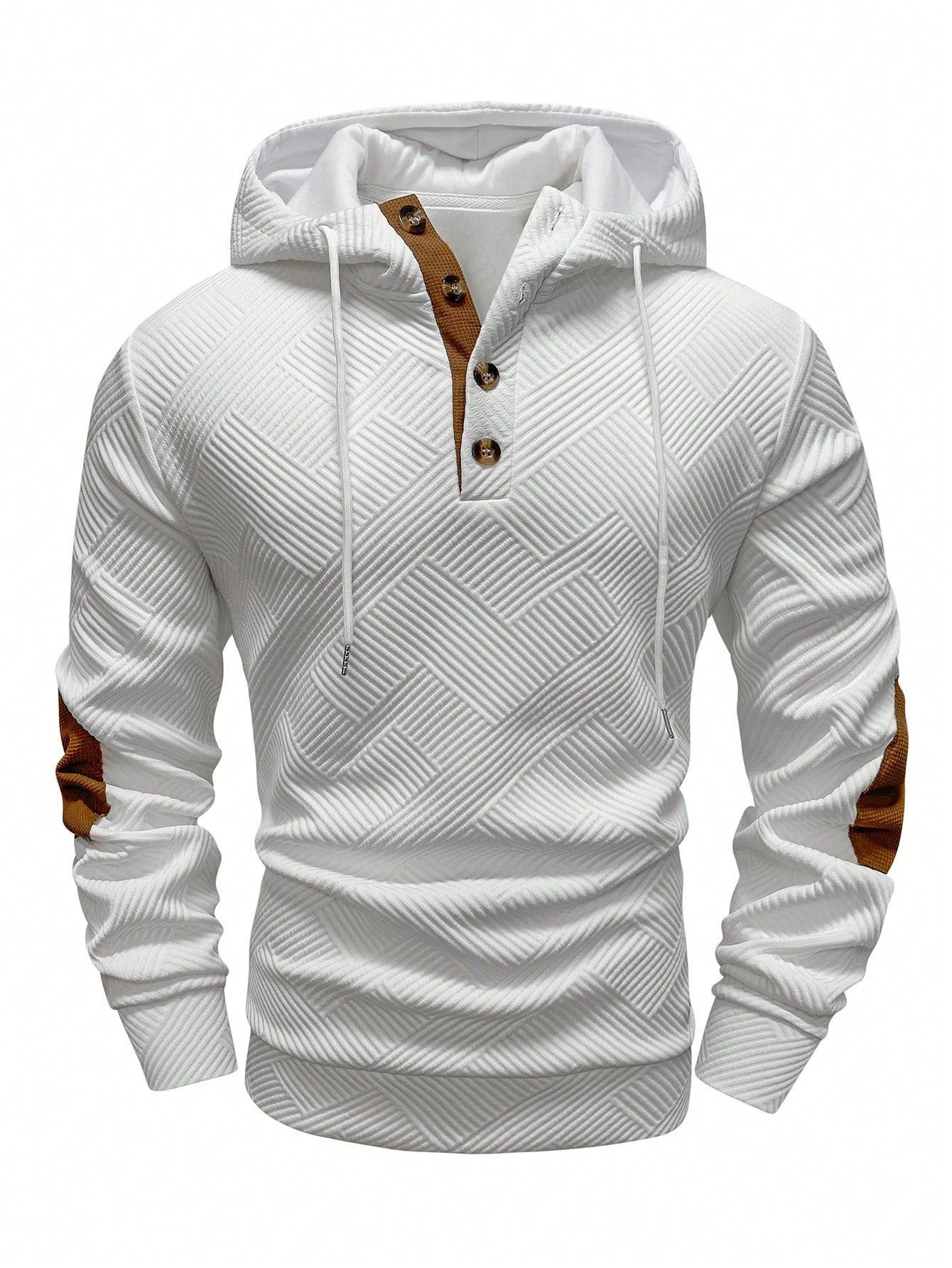 Mens Casual Hooded Pullover Hoodie - White