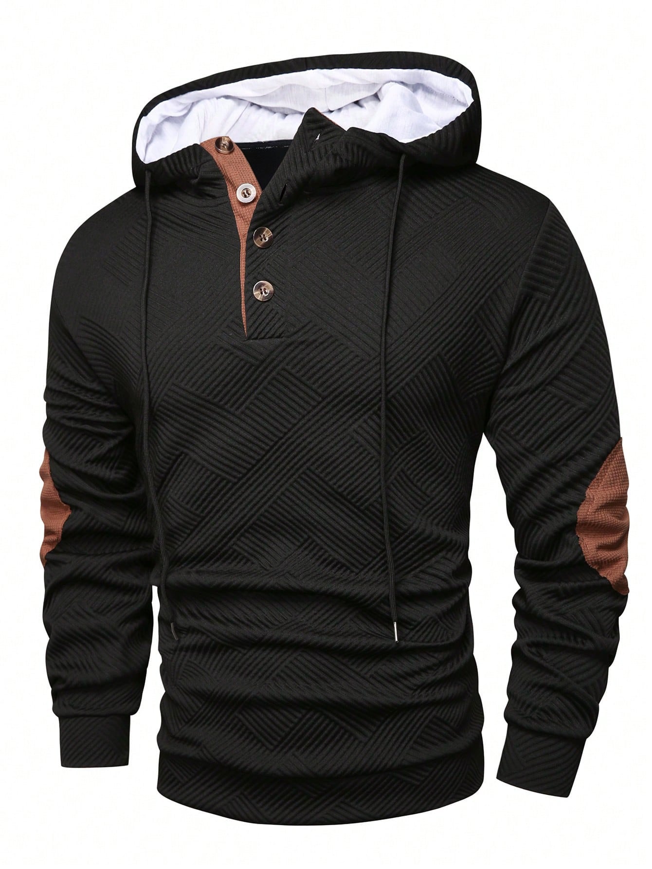 Mens Casual Hooded Pullover Hoodie Black 