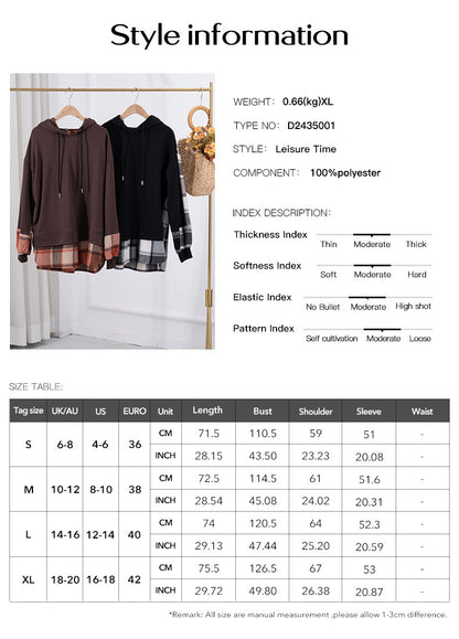 Women’s Oversized Plaid Patchwork Hoodie