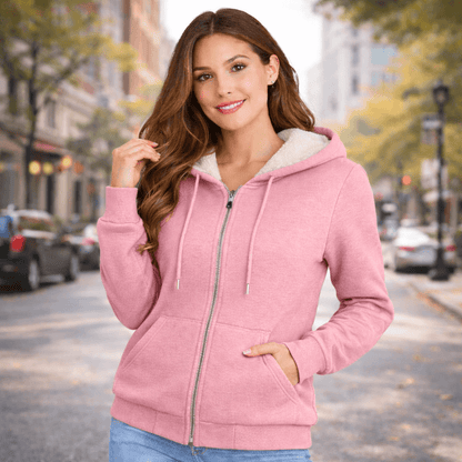 Women’s Berber Fleece Pocket Hoodie - Pink