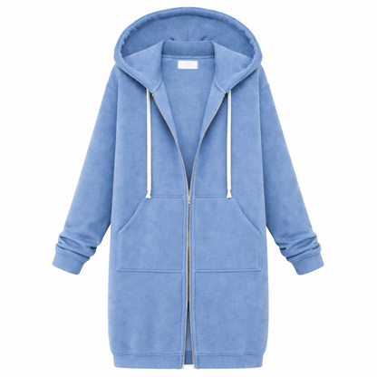 Women’s Long Zip-Up Hoodie Jacket - Navy