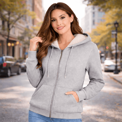Women’s Berber Fleece Pocket Hoodie - Light Gray