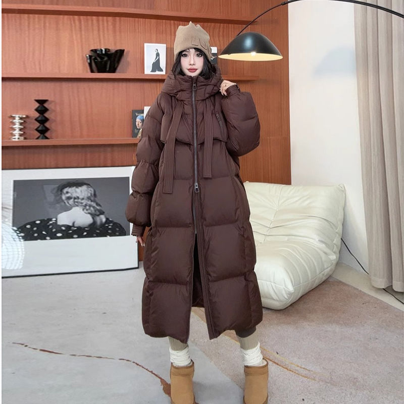 Women’s Long Winter Puffer Coat – Korean Style Thick Down Jacket with Pockets