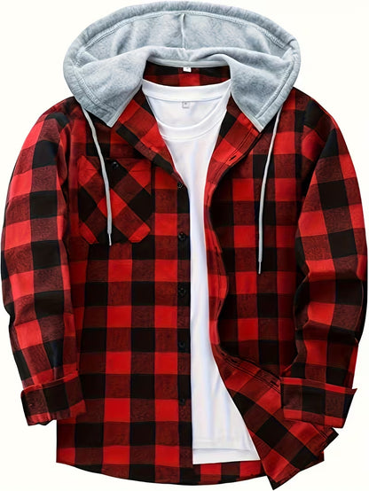 Men’s Plaid Hooded Shirt Jacket