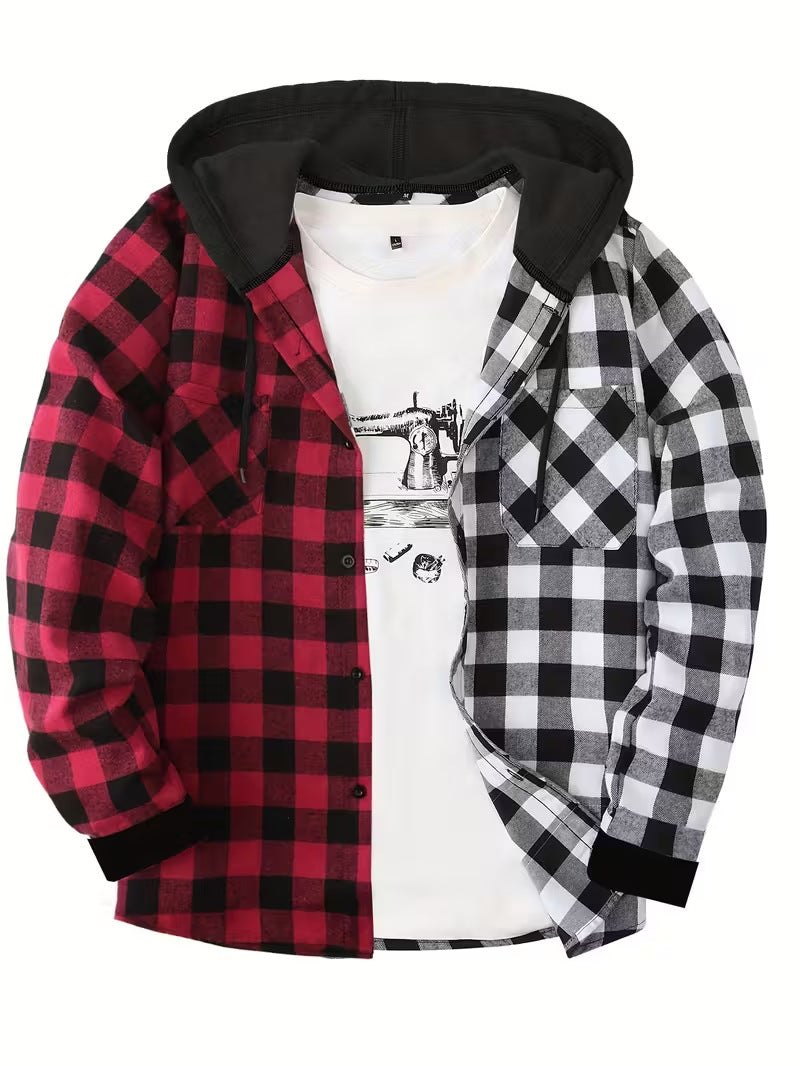 Men’s Plaid Hooded Shirt Jacket