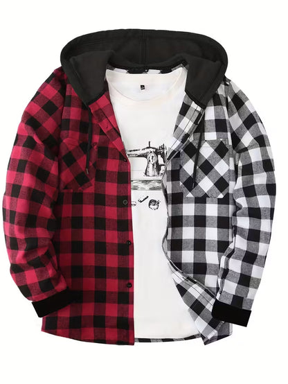 Men’s Plaid Hooded Shirt Jacket