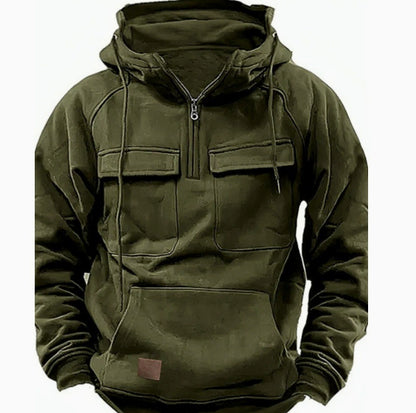 Men’s Thick Zip-Up Hoodie Sweatshirt – Casual Drawstring Hooded Pullover with Pocket