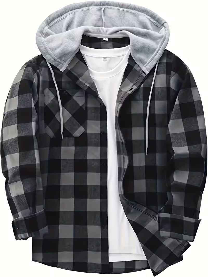 Men’s Plaid Hooded Shirt Jacket
