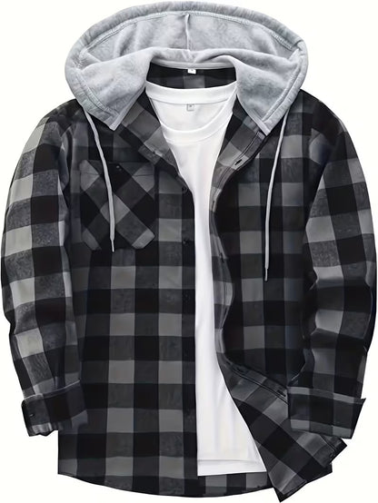 Men’s Plaid Hooded Shirt Jacket