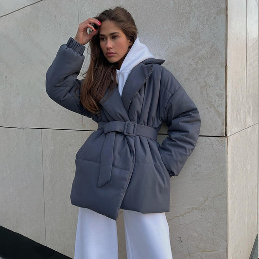 Women’s Slim Fit Belted Winter Puffer