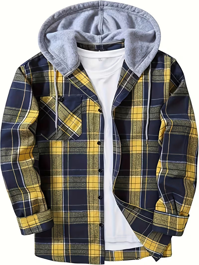 Men’s Plaid Hooded Shirt Jacket