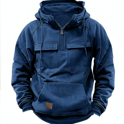 Men’s Thick Zip-Up Hoodie Sweatshirt – Casual Drawstring Hooded Pullover with Pocket