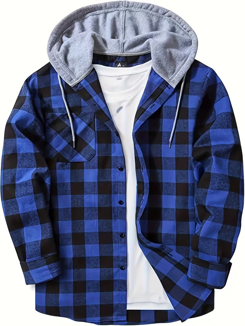 Men’s Plaid Hooded Shirt Jacket