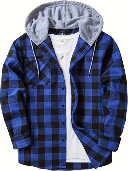 Men’s Plaid Hooded Shirt Jacket