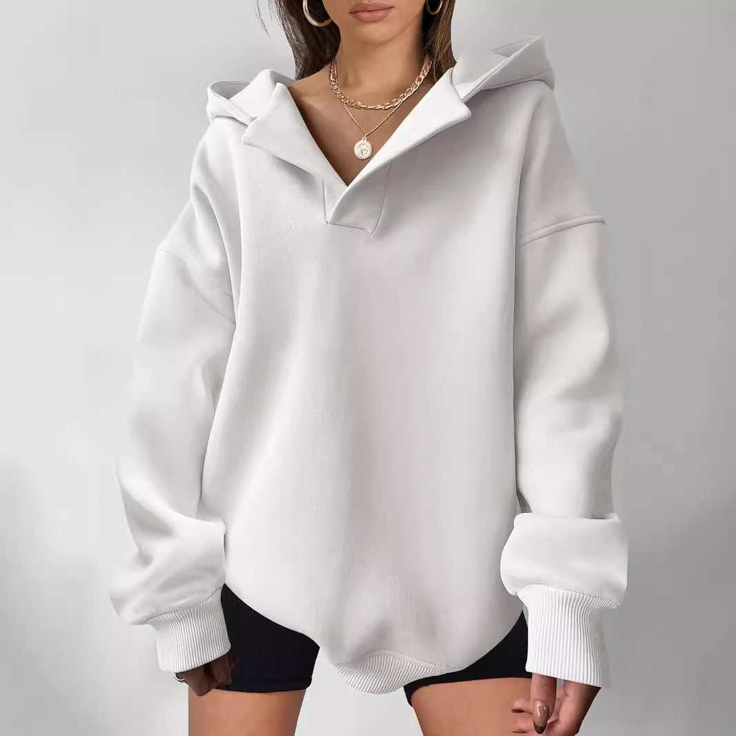 Women’s Oversized Solid Color Hoodie – Casual Loose Pullover