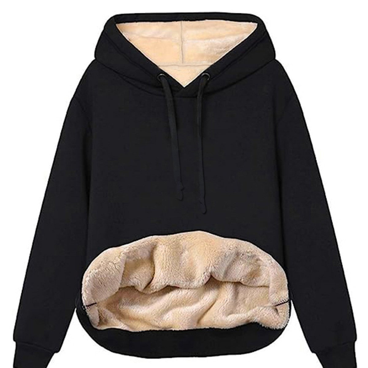Warm Berber Fleece Pocket Hooded Sweatshirt – Winter Casual Long Sleeve Hoodie