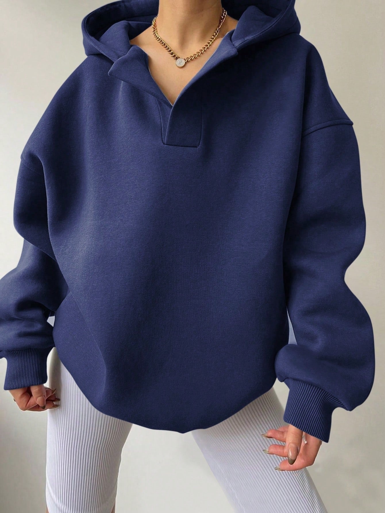 Women’s Oversized Solid Color Hoodie – Casual Loose Pullover