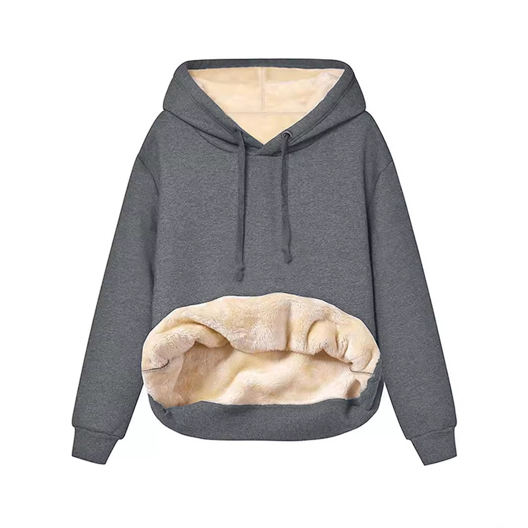 Warm Berber Fleece Pocket Hooded Sweatshirt – Winter Casual Long Sleeve Hoodie