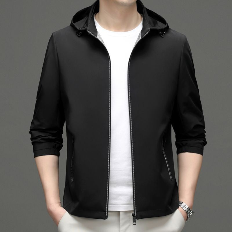 Men’s Lightweight Hooded Zip-Up Jacket – Casual Korean-Style Outerwear