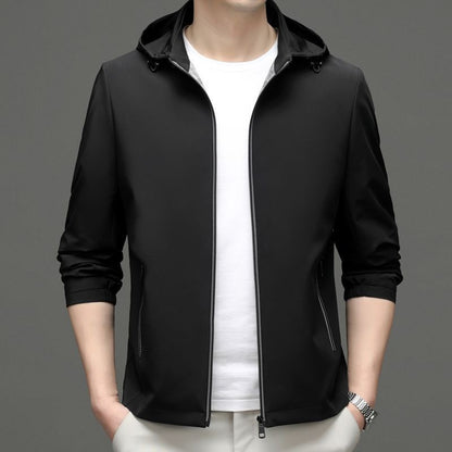 Men’s Lightweight Hooded Zip-Up Jacket – Casual Korean-Style Outerwear