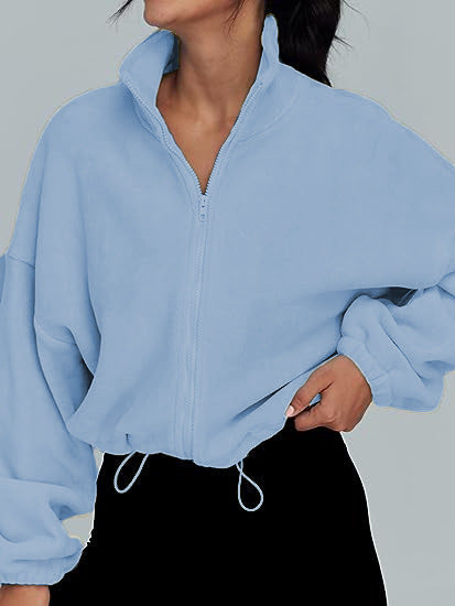 Korean-Style Women’s Polar Fleece Zip Jacket