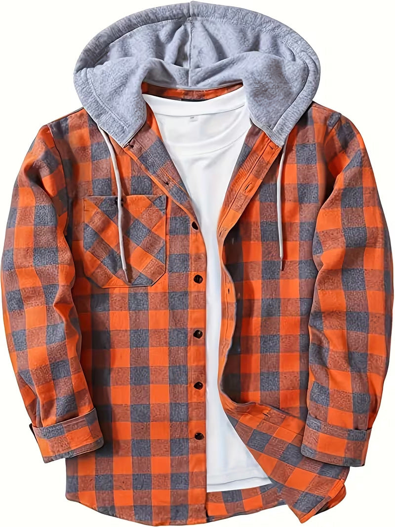 Men’s Plaid Hooded Shirt Jacket