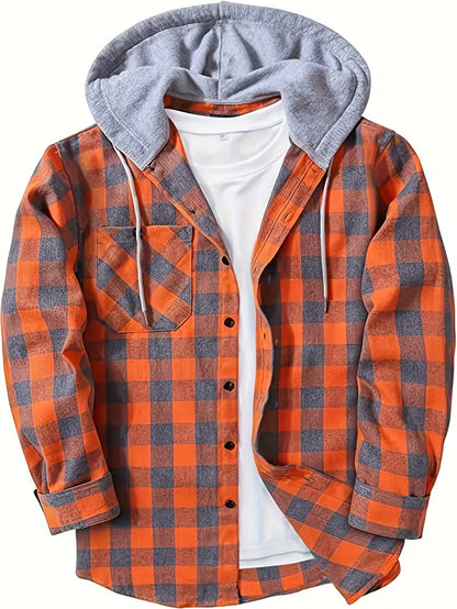 Men’s Plaid Hooded Shirt Jacket